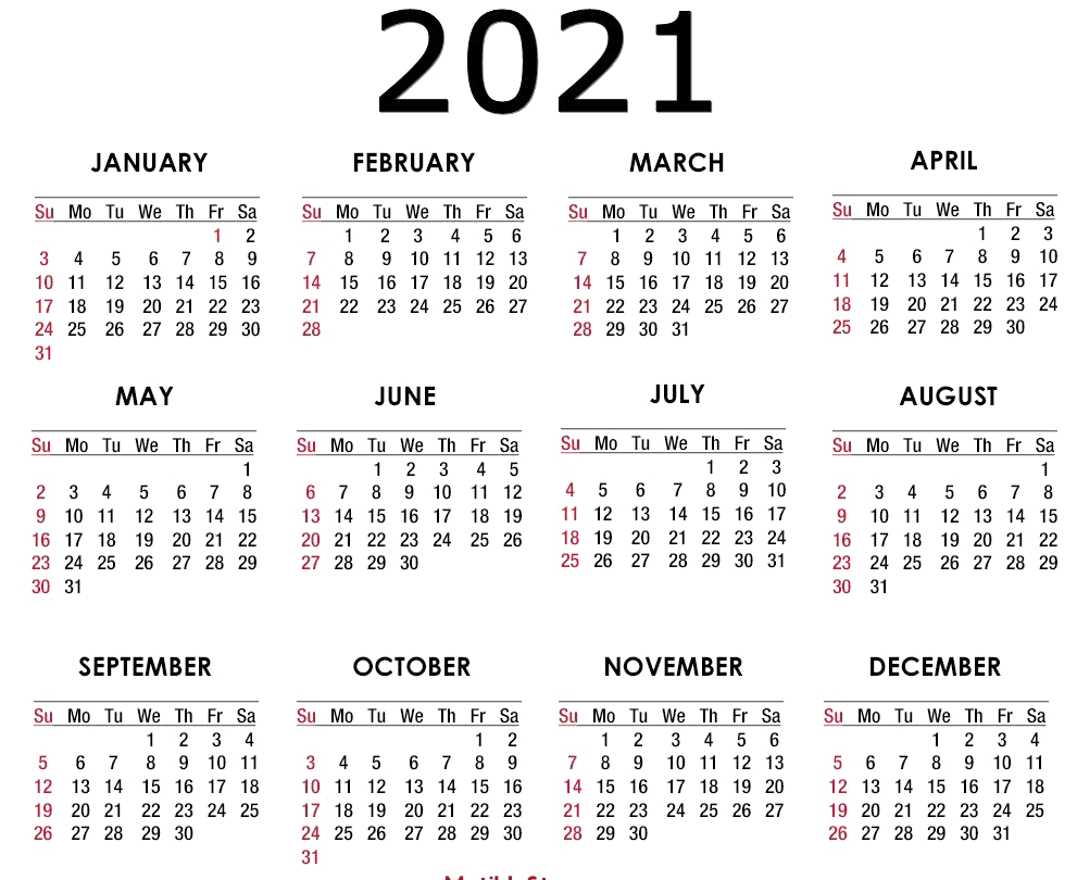 Calendario 2021 PNG
