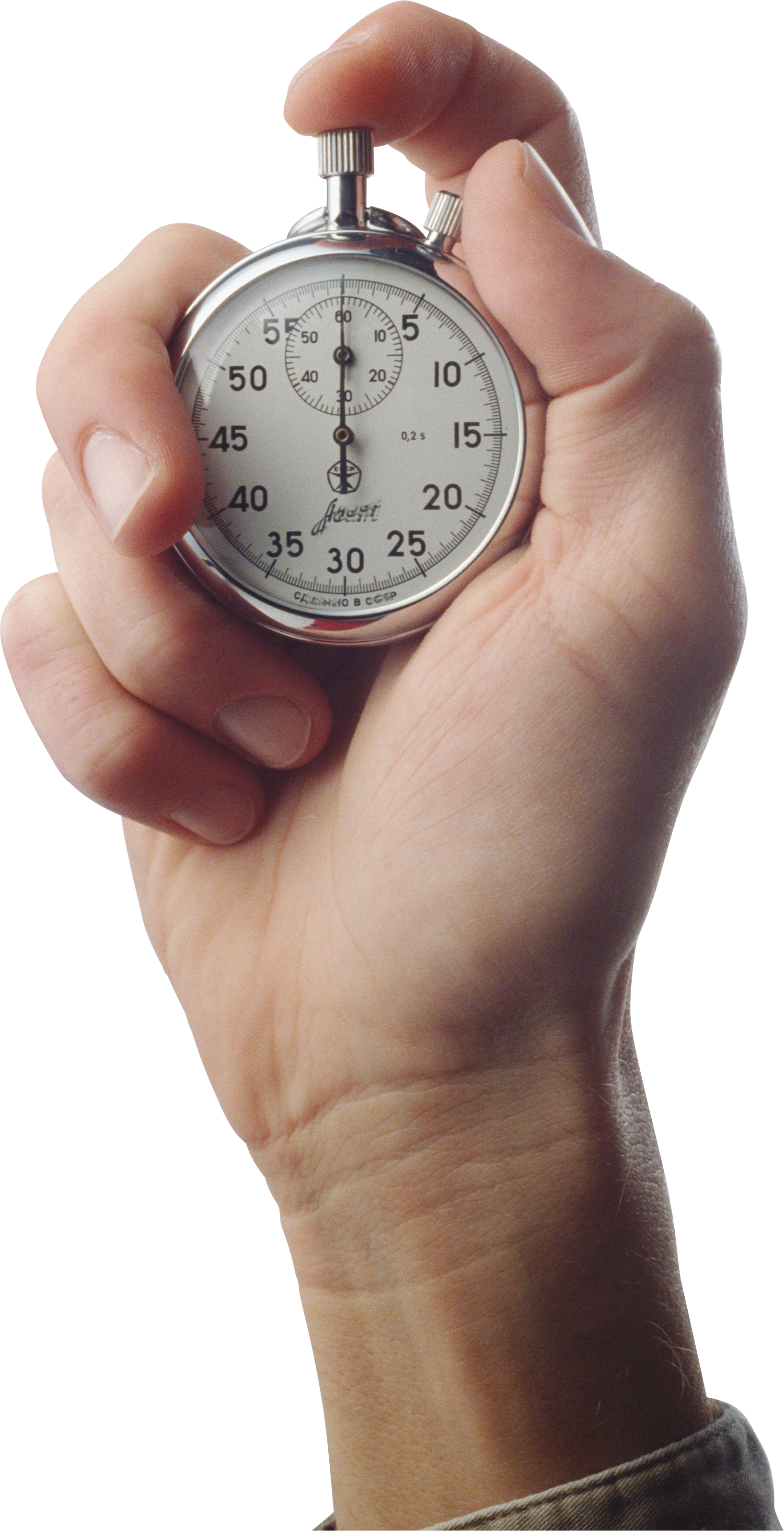 Stopwatch in hand PNG image