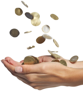 Falling money in hand PNG