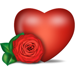Heart and rose PNG image, free download