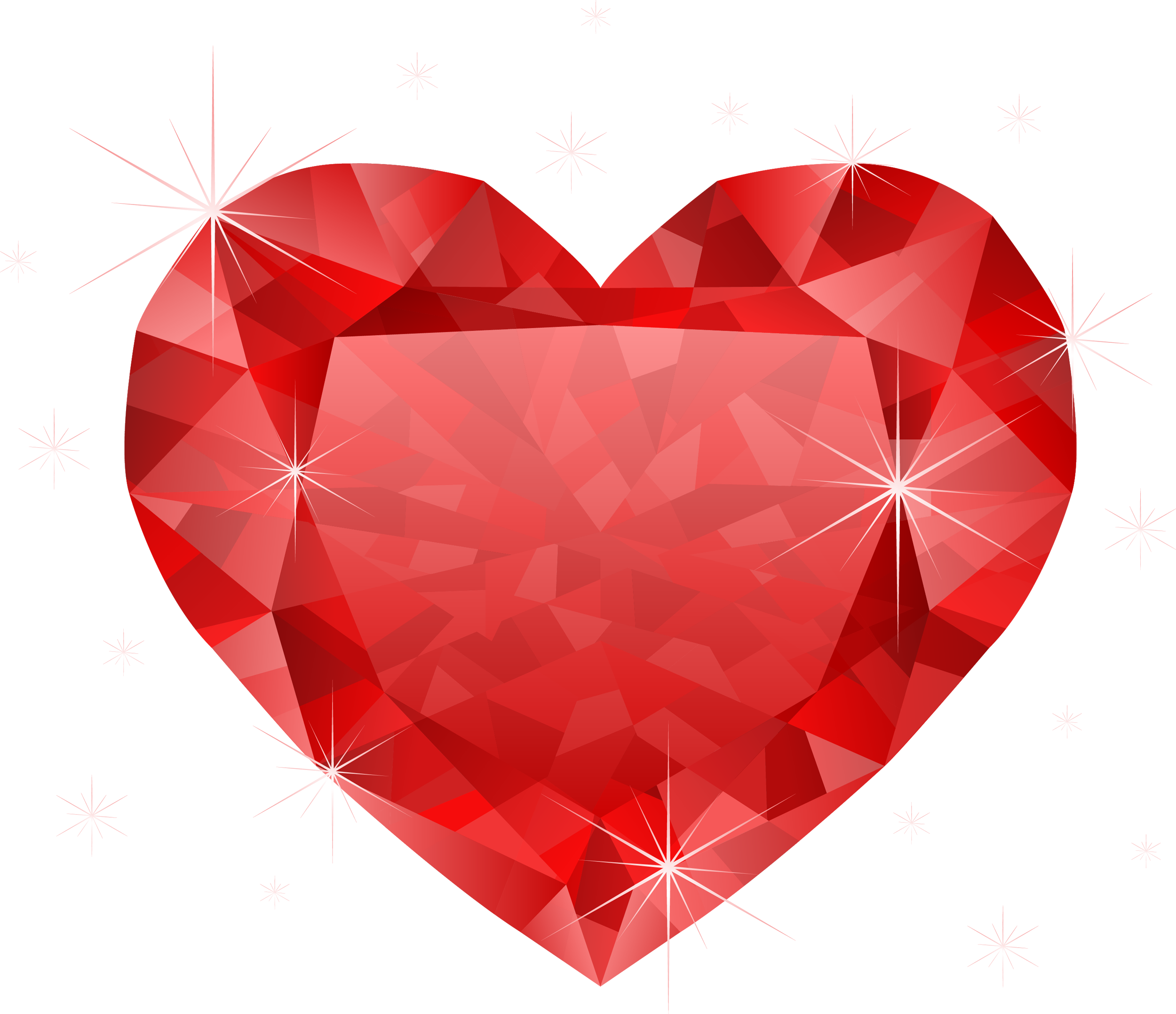 Diamond red heart PNG