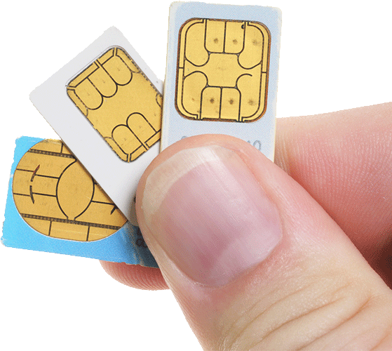 Sim cards in hand PNG image