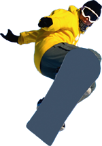 Man jumps on snowboard PNG image