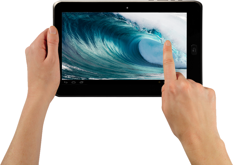 Tablet in hands PNG image