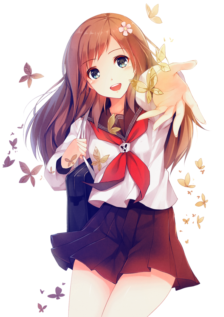 Anime Girl With Brown Hair And Blue Eyes Png , Png - Anime Girl Brown Hair  Blue Eyes, Transparent Png , Transparent Png Ima…