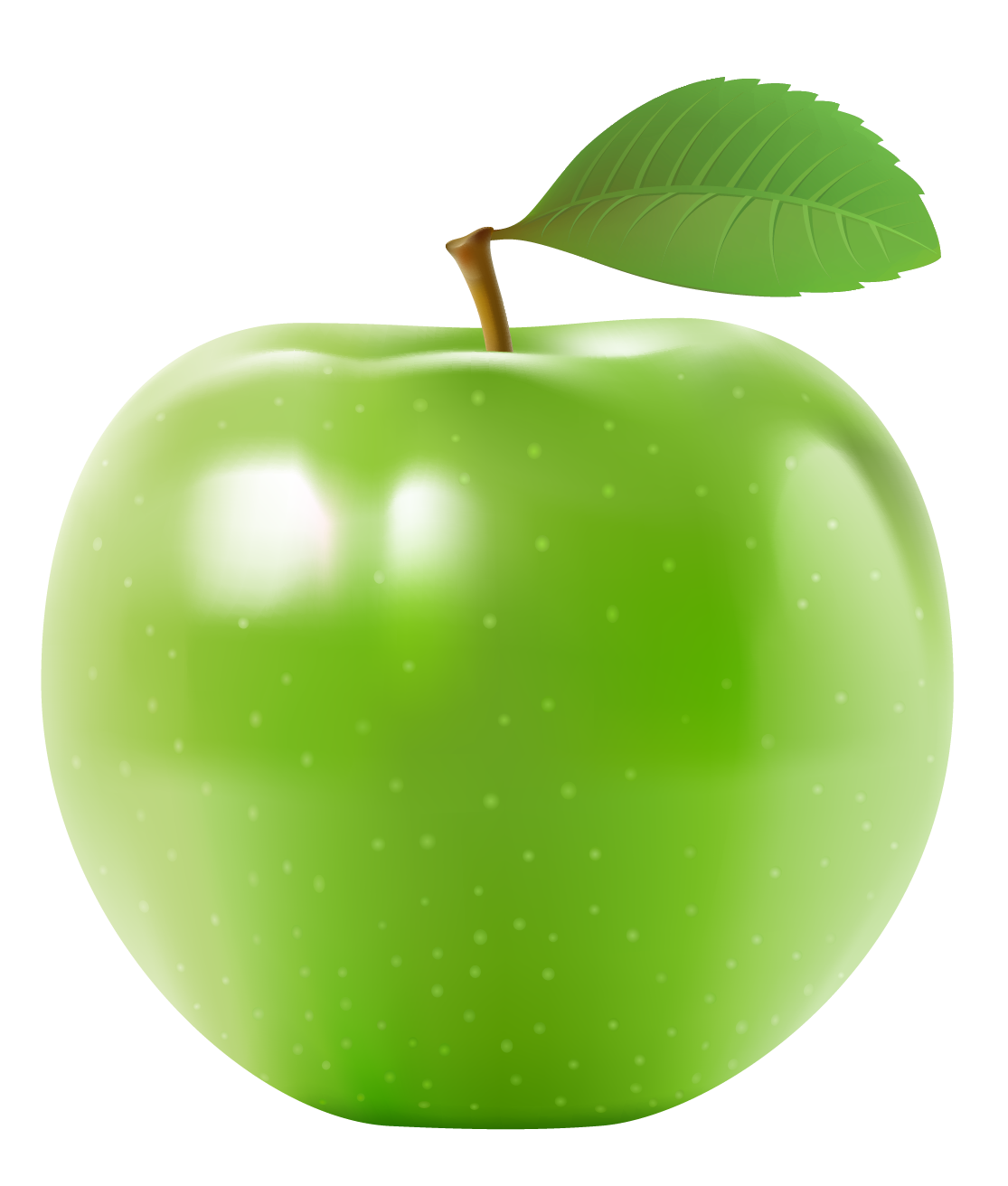 Green apple with leaf PNG transparent image download, size: 1115x1312px