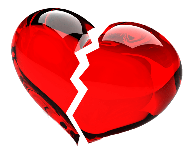 Broken heart PNG transparent image download, size: 624x502px