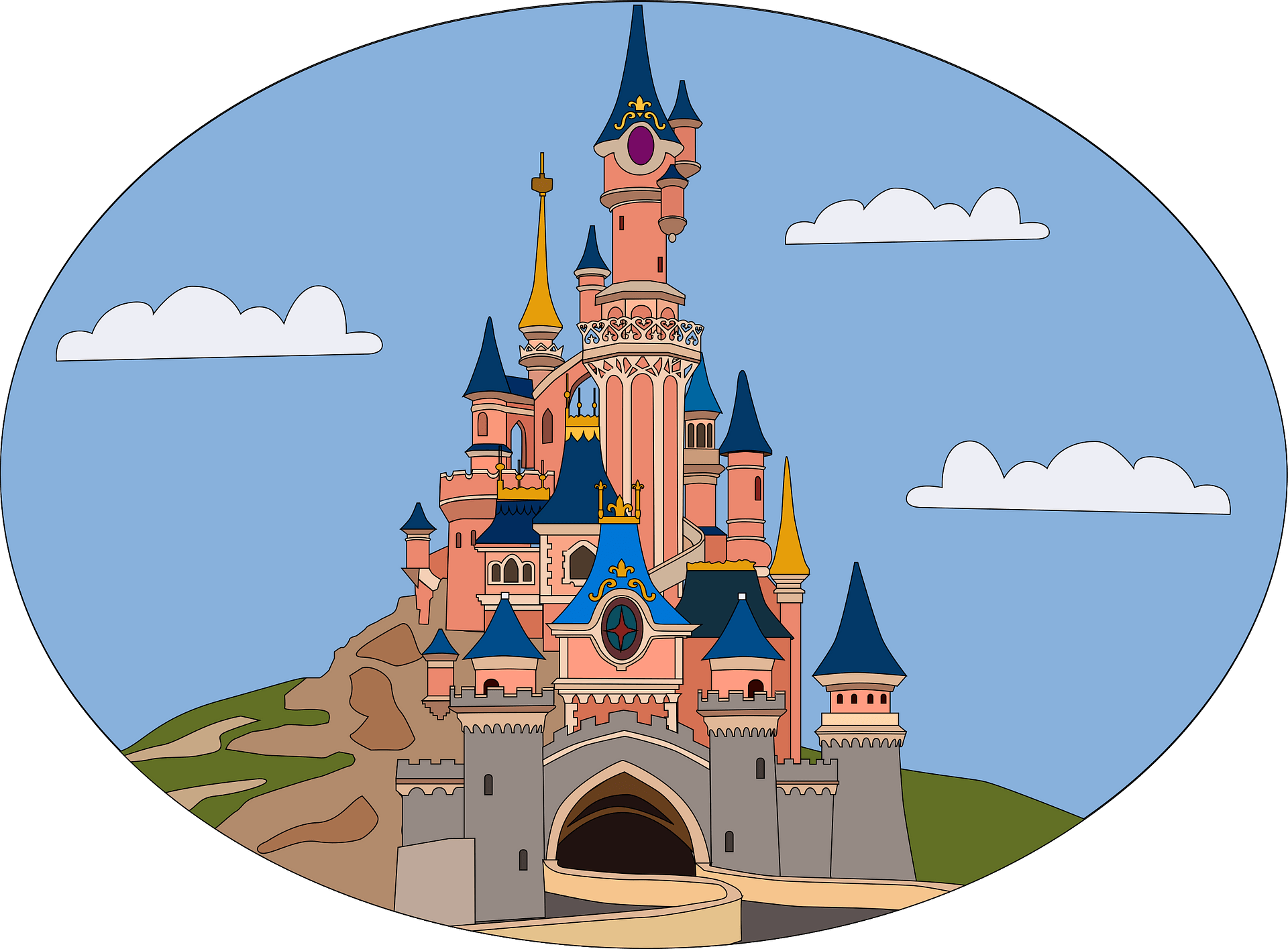Disneyland castle PNG transparent image download, size: 1920x1415px