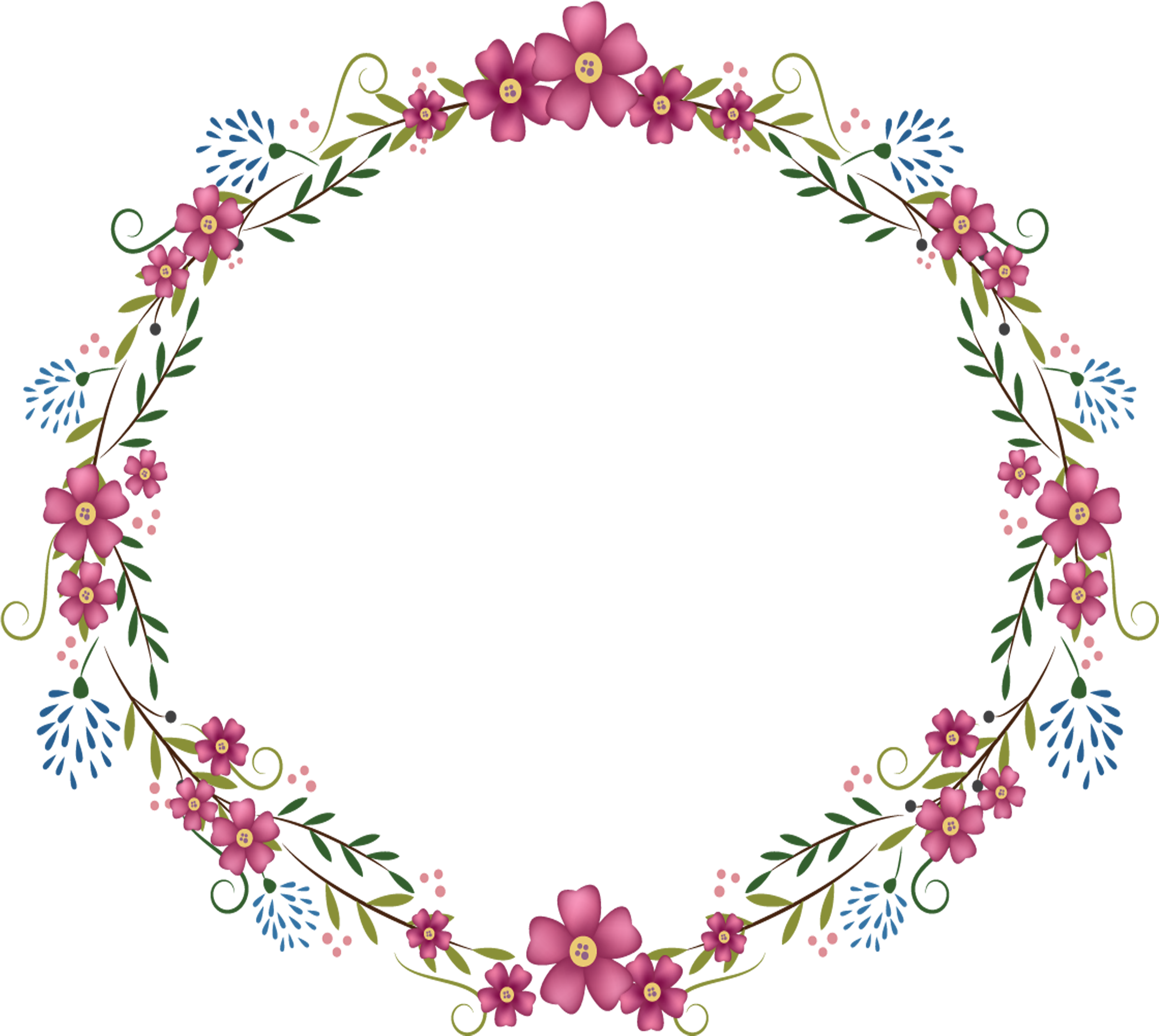 Floral frame PNG transparent image download, size: 2414x2157px