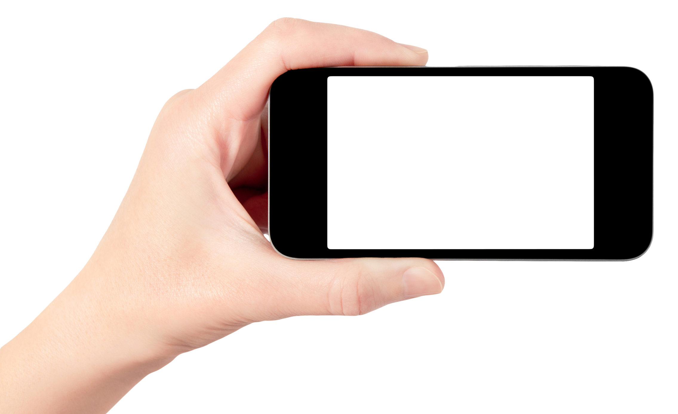 Phone in hand PNG transparent image download, size: 2271x1387px