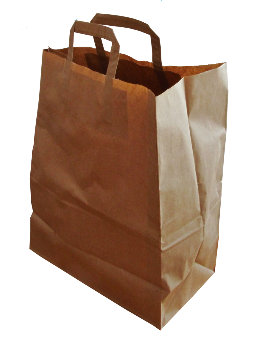 Empty shopping brown bag on transparent background