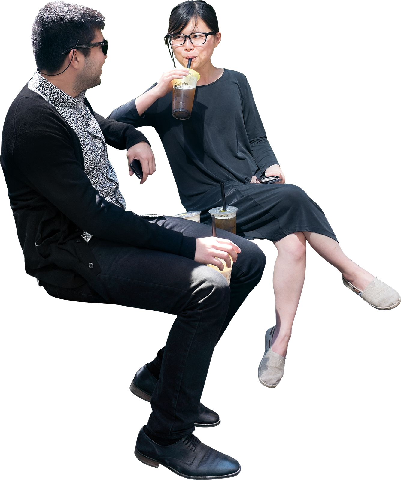Sitting man and woman PNG transparent image download, size: 1335x1600px