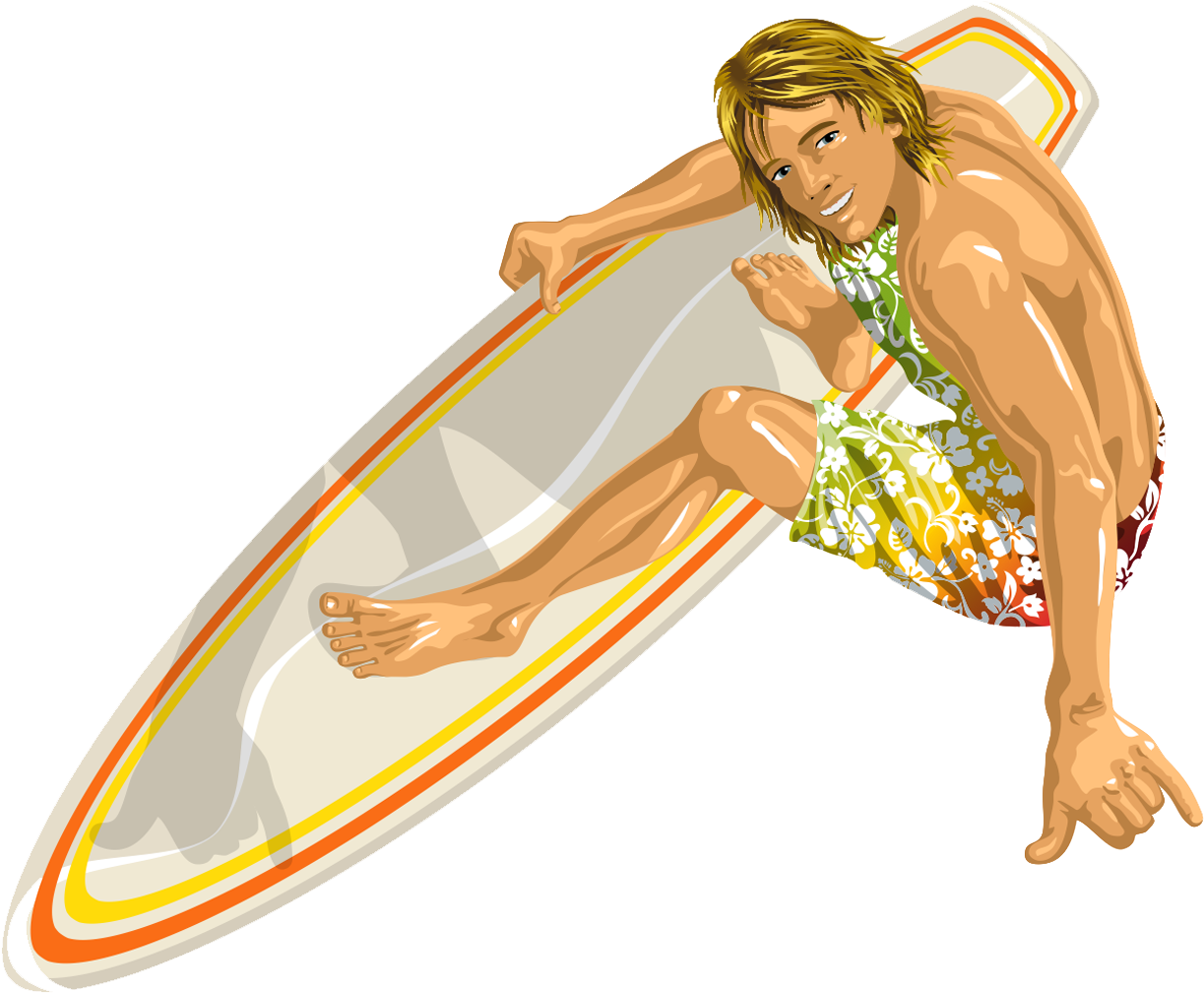 Best Surfer man on surf board riding ocean wave Illustration download in  PNG & Vector format