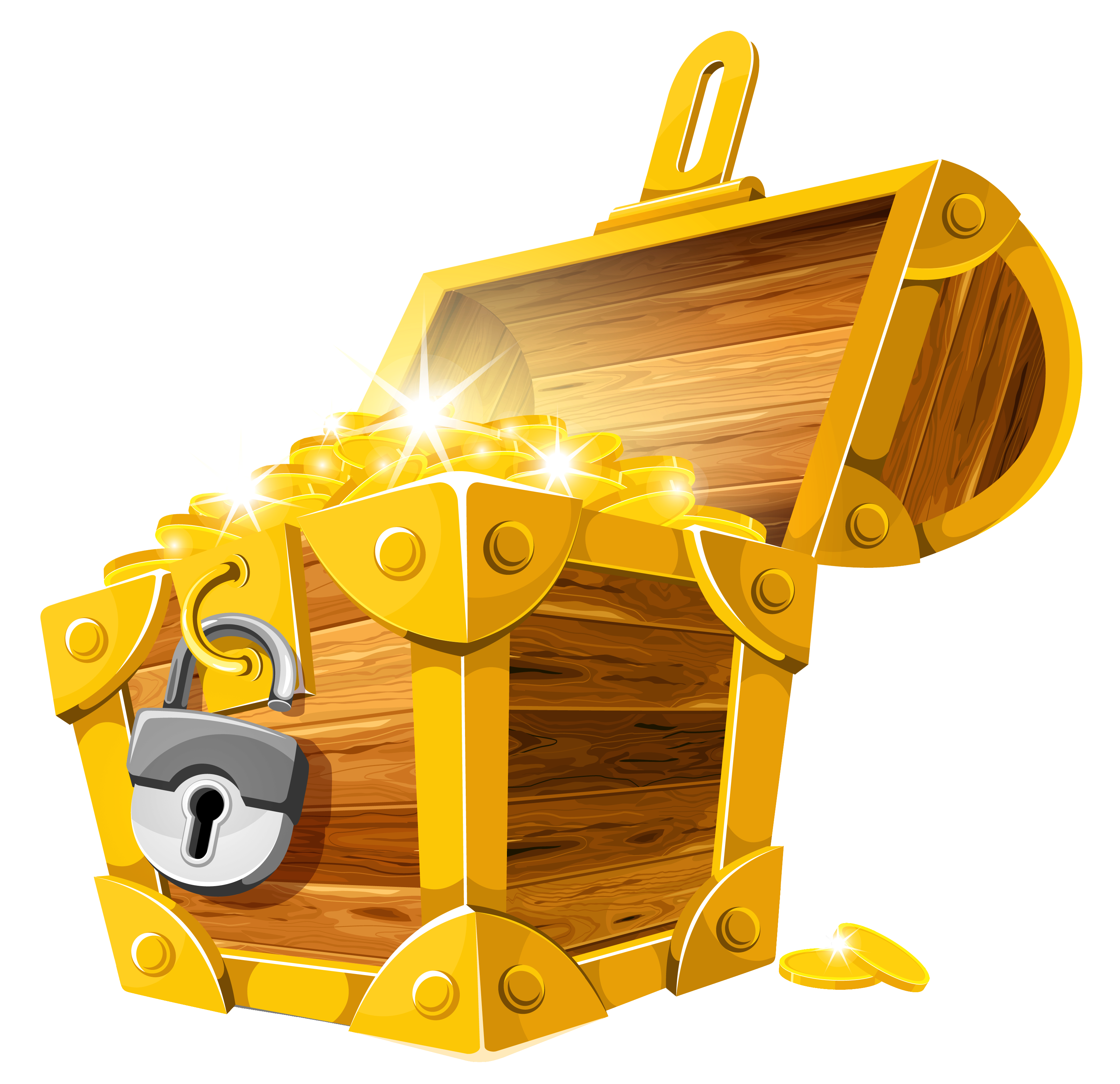 Treasure Chest Hd Transparent, Side View Of Empty Medieval Steel Treasure  Chest, Gold, Chest, Treasure PNG Image For Free Download