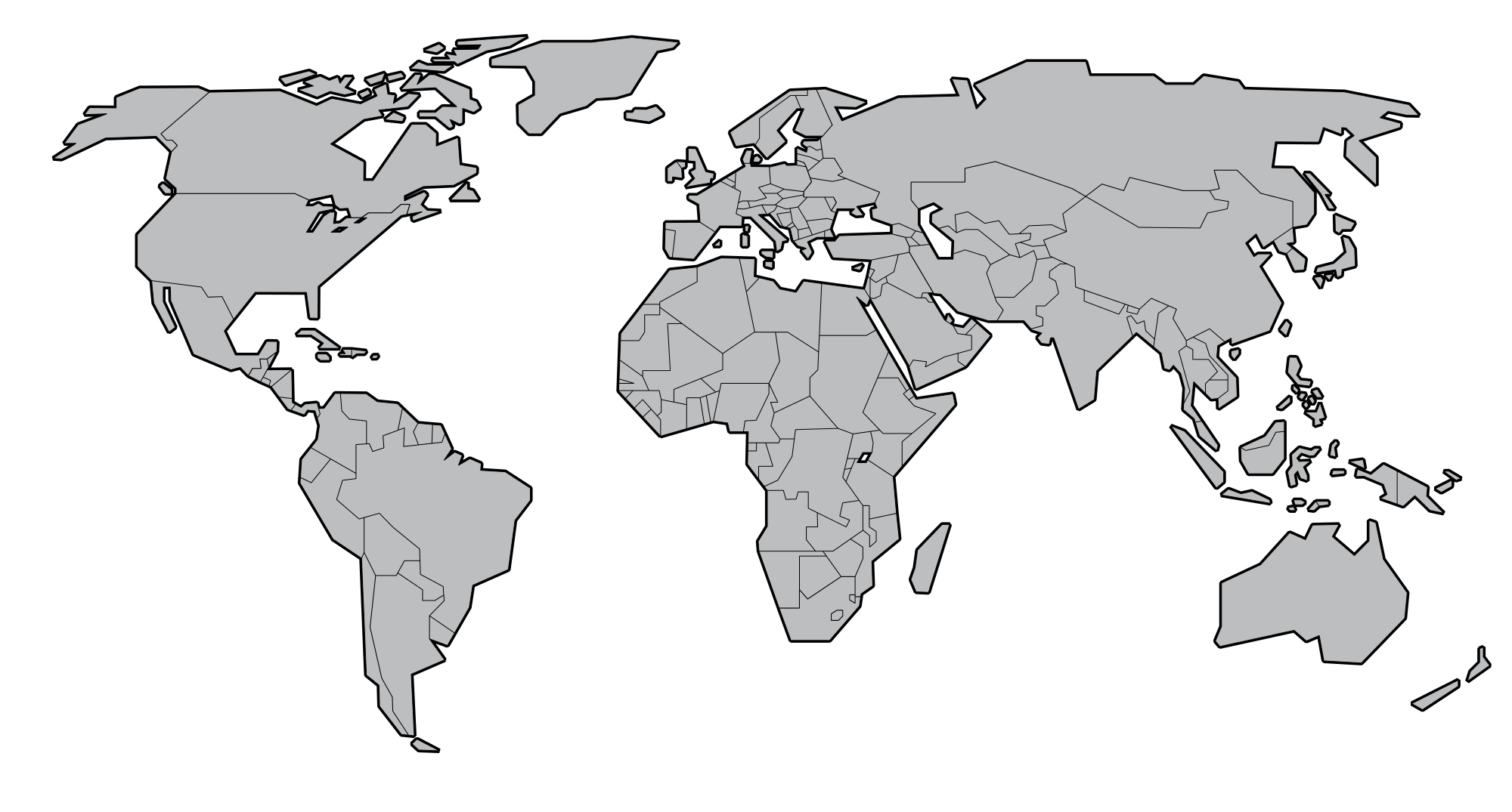 simple world map outline with countries