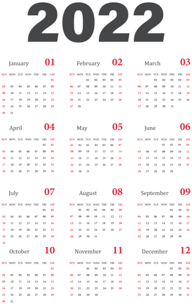 Calendar 2022 year PNG