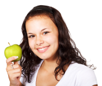 Apple in girl's hand PNG