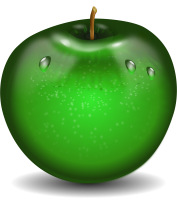 Green apple with water drops PNG
