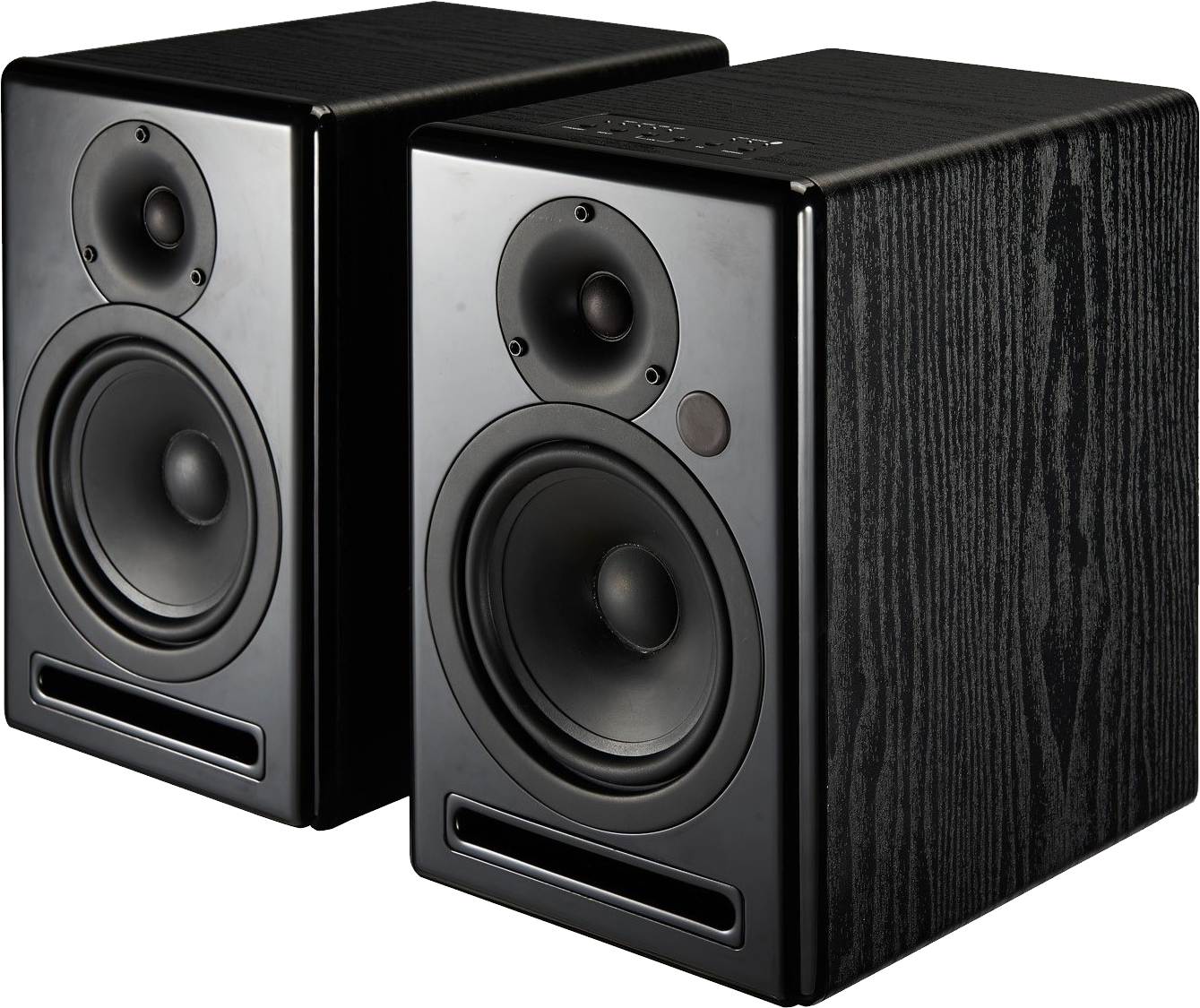 Bookshelf speaker system with a tweeter, woofer, and subwoofer in a single housing