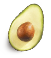 cut green avocado PNG