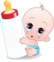Baby with bottle PNG