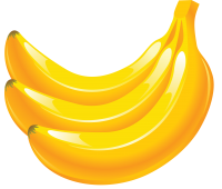 3 yellow bananas PNG