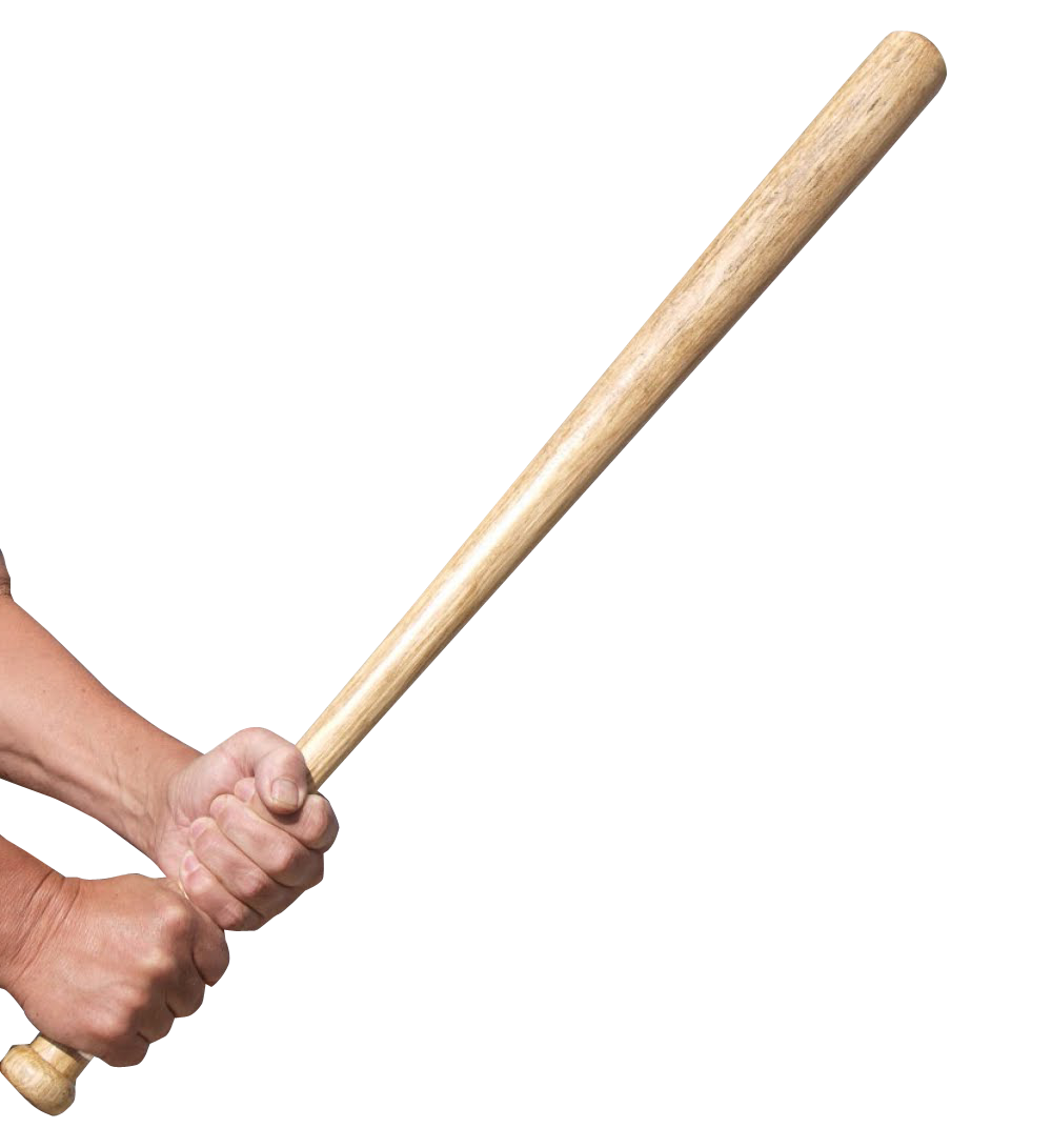 Baseball bat in hands PNG