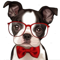Bulldog in glasses PNG