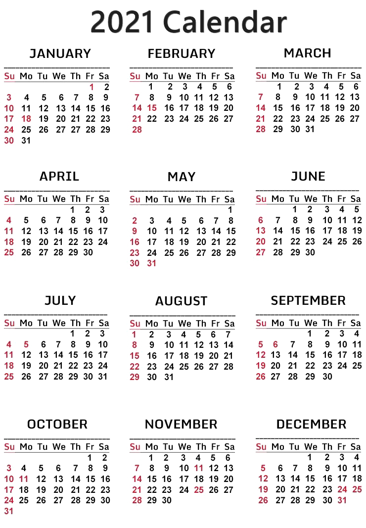 calendar 2021