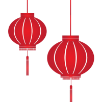 2 Chinese red lanterns PNG