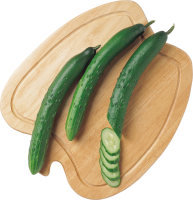 Cucumber on wooden plate PNG
