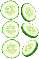 Six slices of cucumber PNG