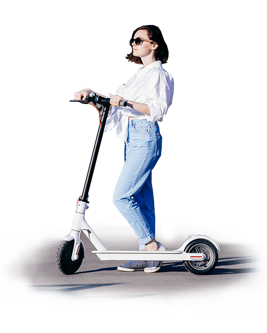 Girl on electric scooter PNG