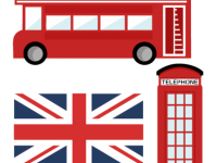 England London bus, flag, telephone booth PNG