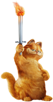 Garfield with fire torch PNG