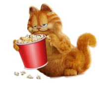 Garfield with popcorn PNG