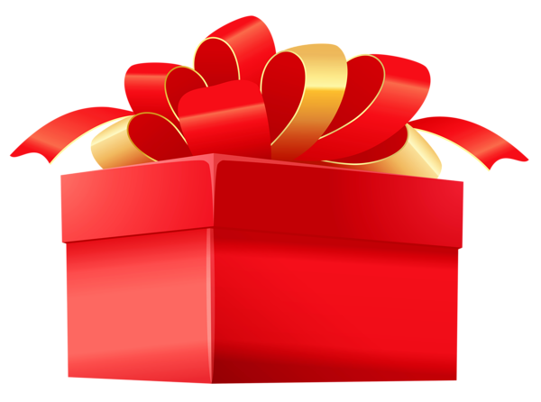 Red gift box PNG transparent image download, size: 600x446px