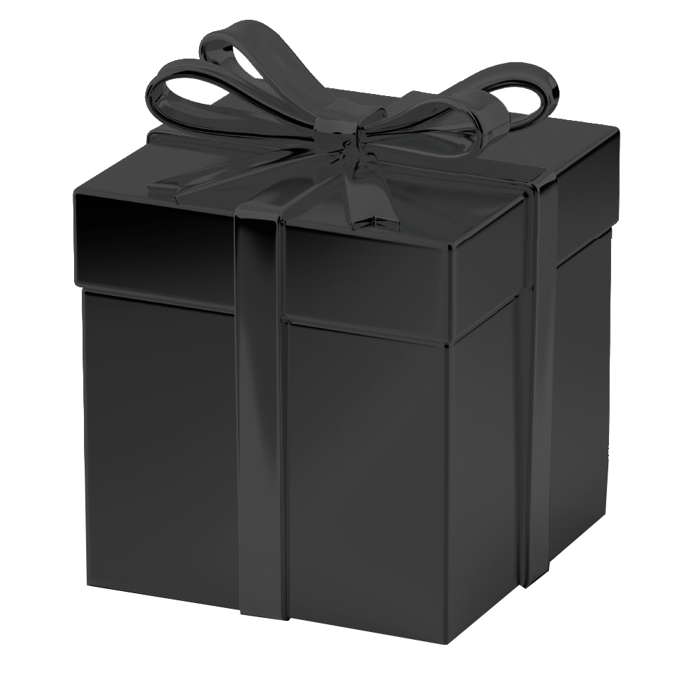 Black gift box PNG transparent image download, size: 992x970px