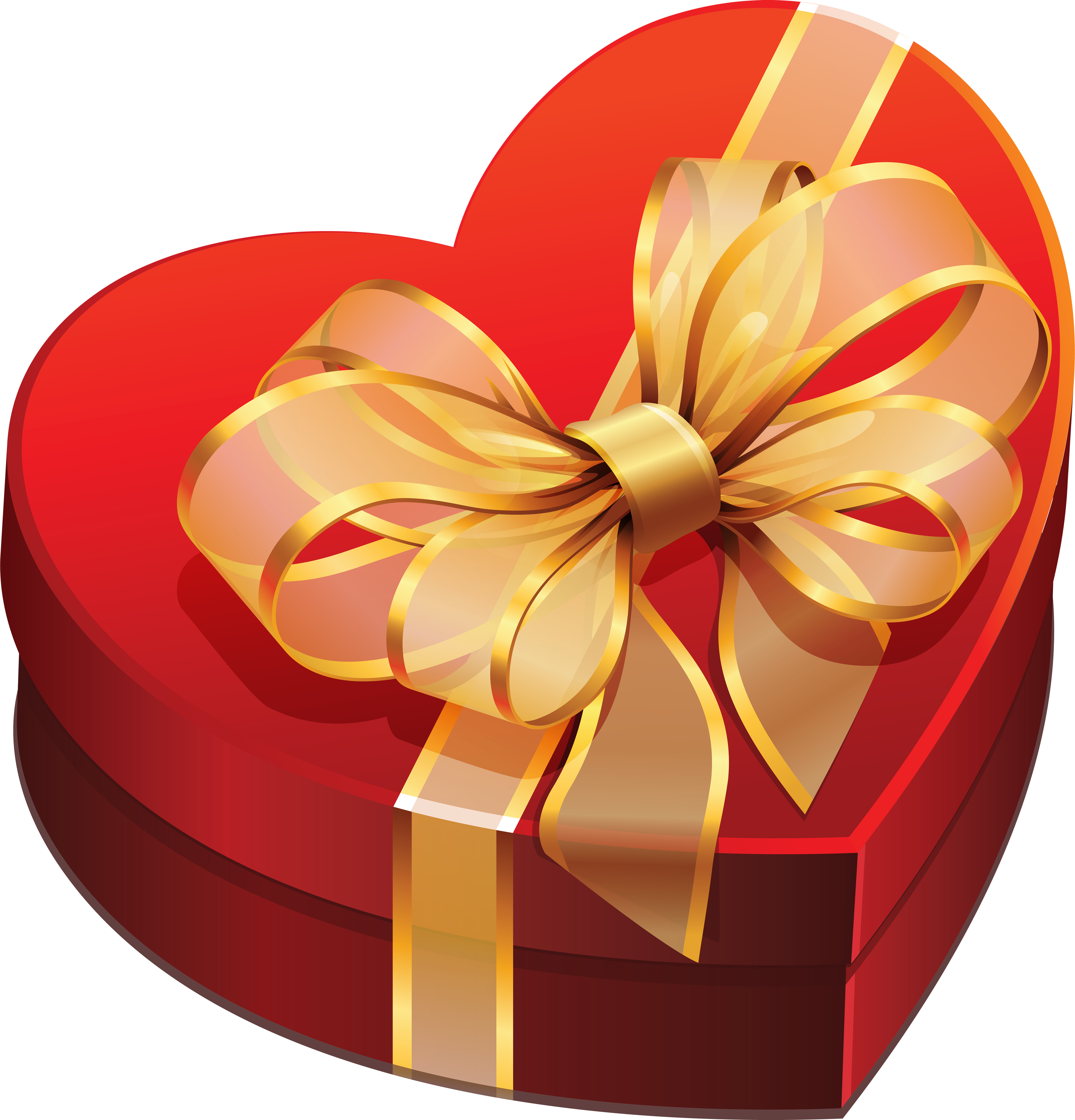 Подарок красная коробка в форме сердца PNG