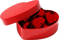 Подарок красная коробка в форме сердца PNG