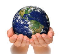 Globe, earth in hands PNG