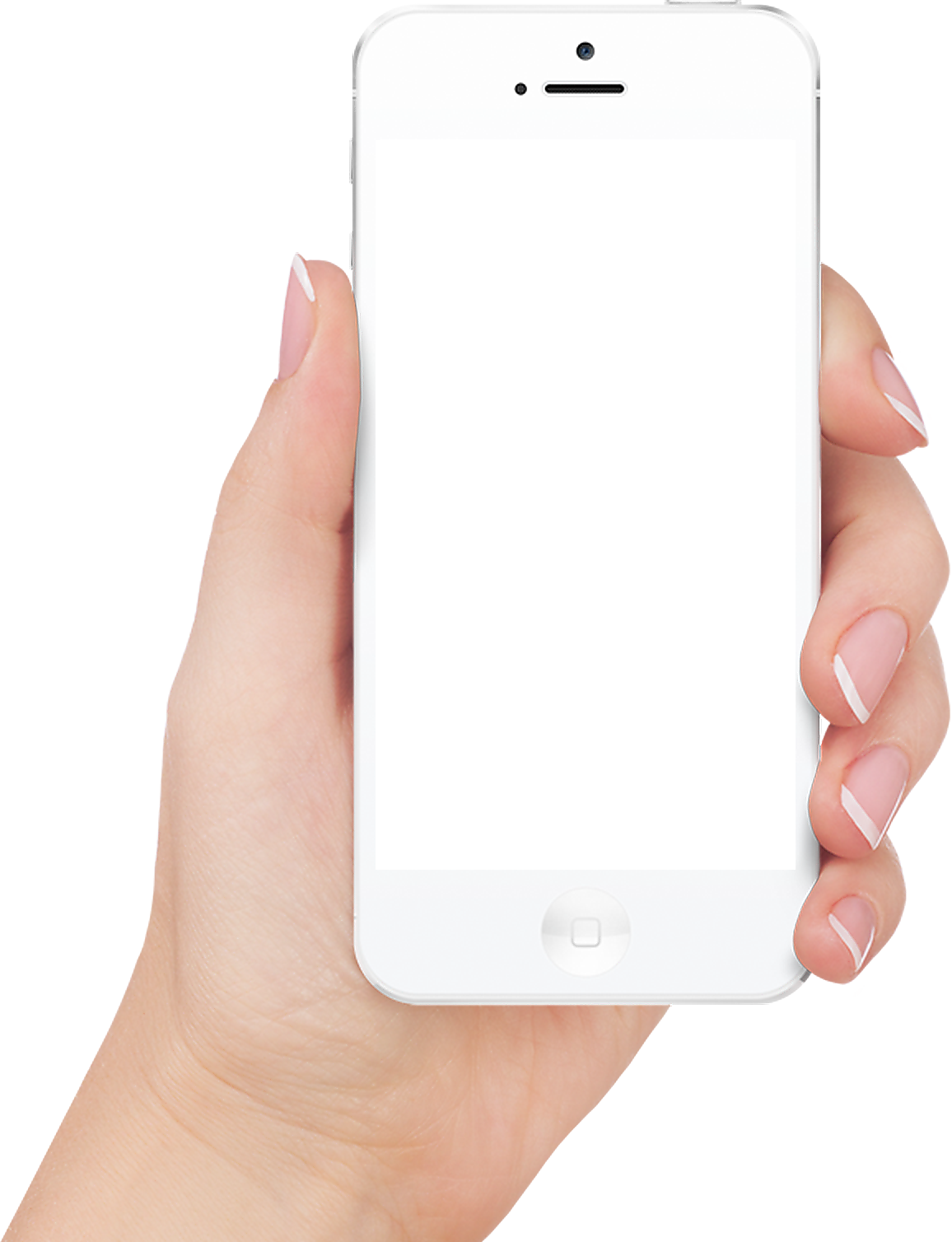 white Iphone in hand transparent PNG image