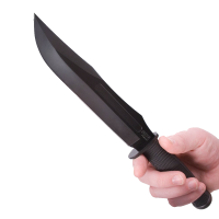 tactical black knife in hande PNG image