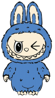 Labubu doll PNG blue