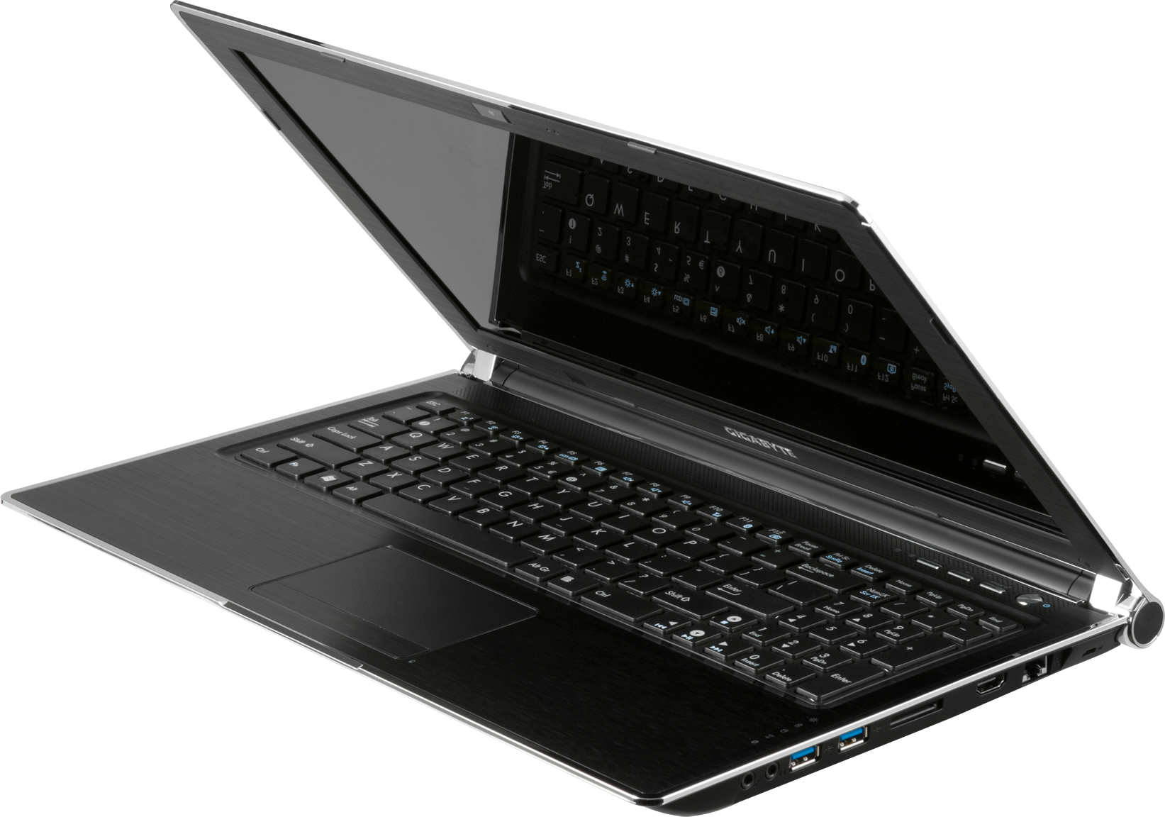 Notebook png. Ноутбук Gigabyte p2542g. Ноутбук без фона. Полуоткрытый ноутбук. Черный ноутбук без фона.