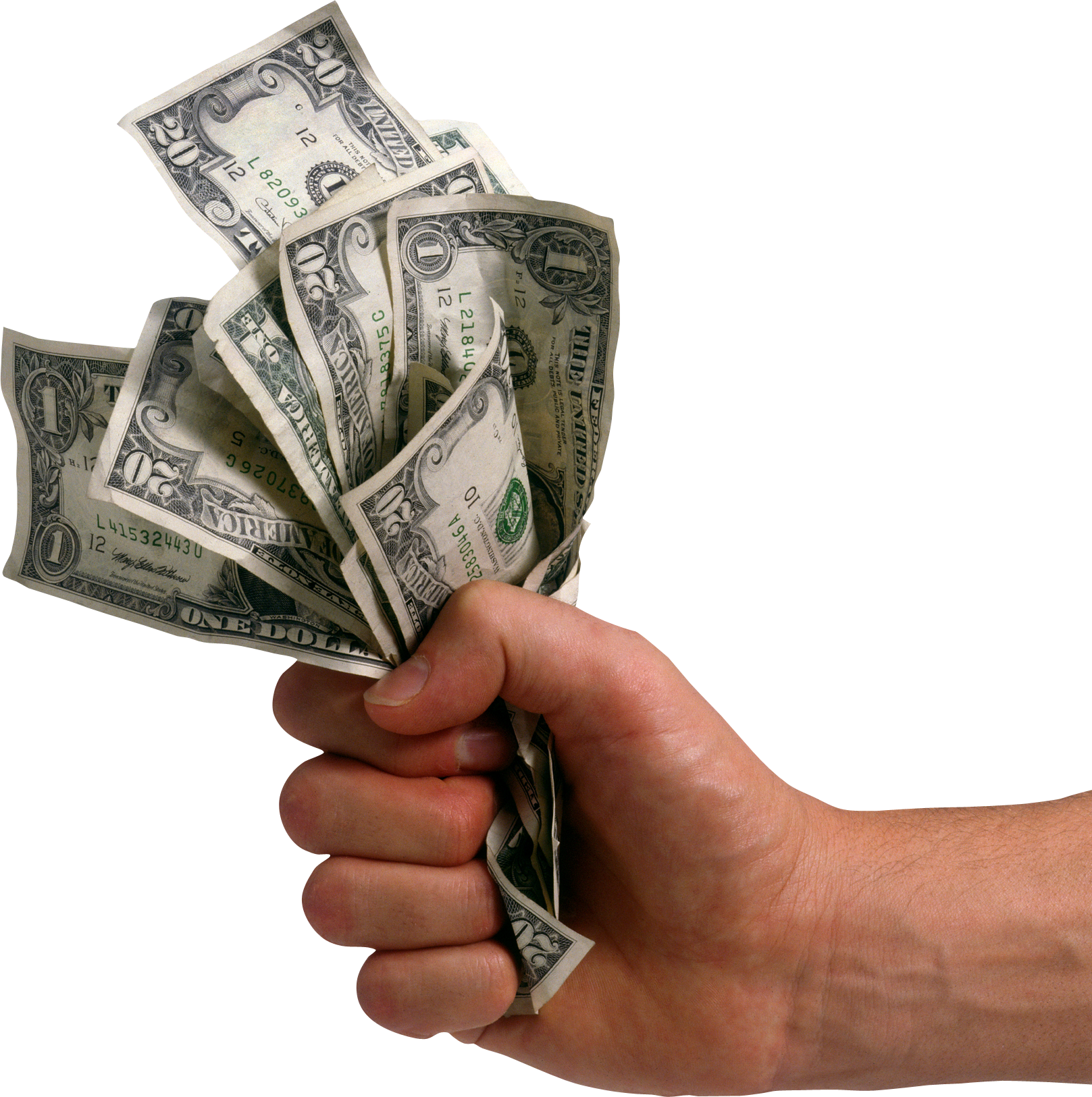 Money dollars in hand PNG image transparent image download, size: 1617x1625px