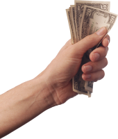 Money dollars in hand PNG image