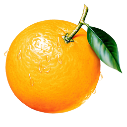 Orange with leaf PNG