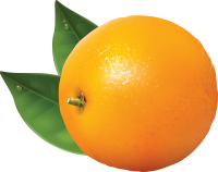 Orange PNG image with gree leaves