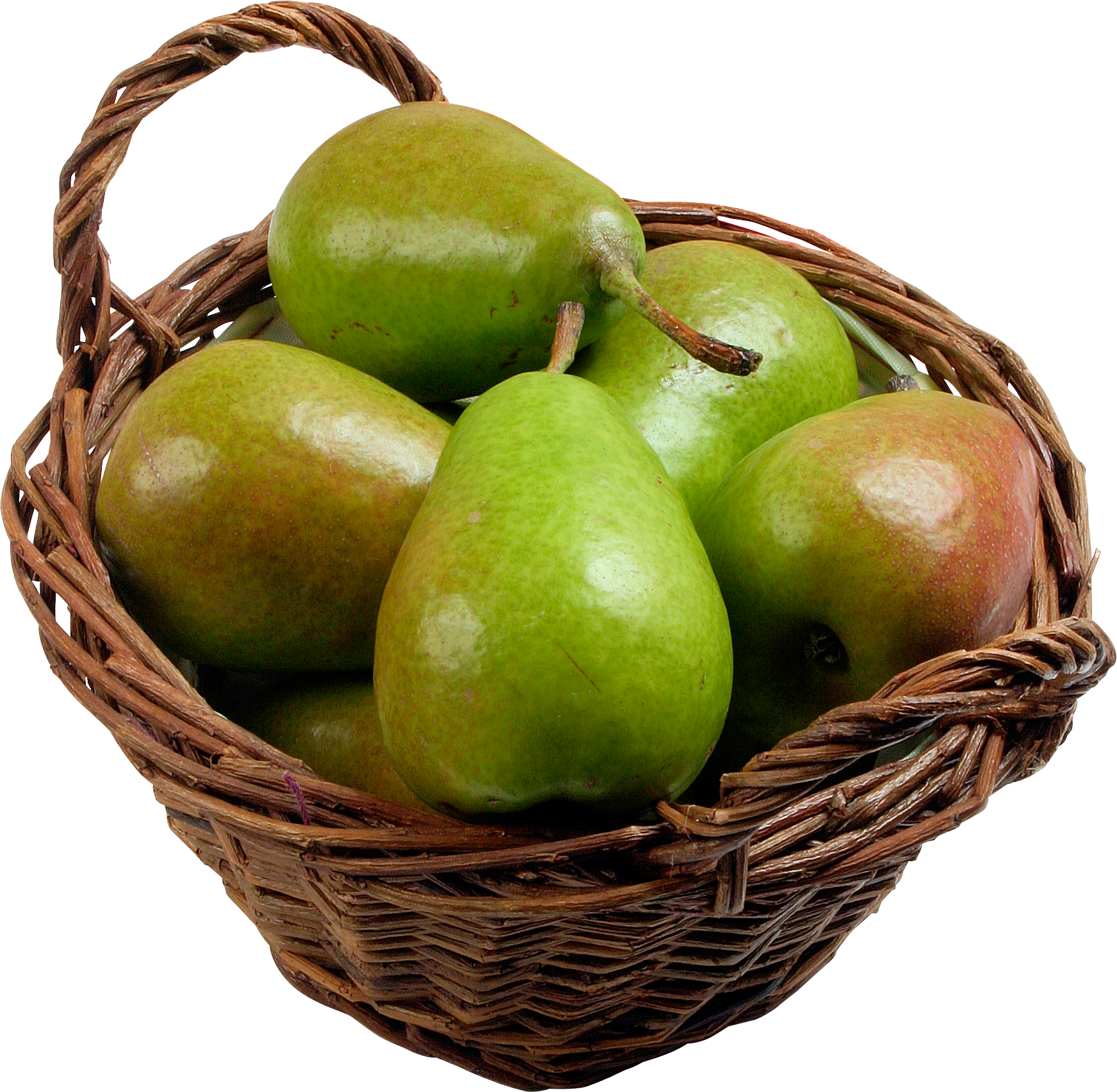 Green pears in basket  PNG image